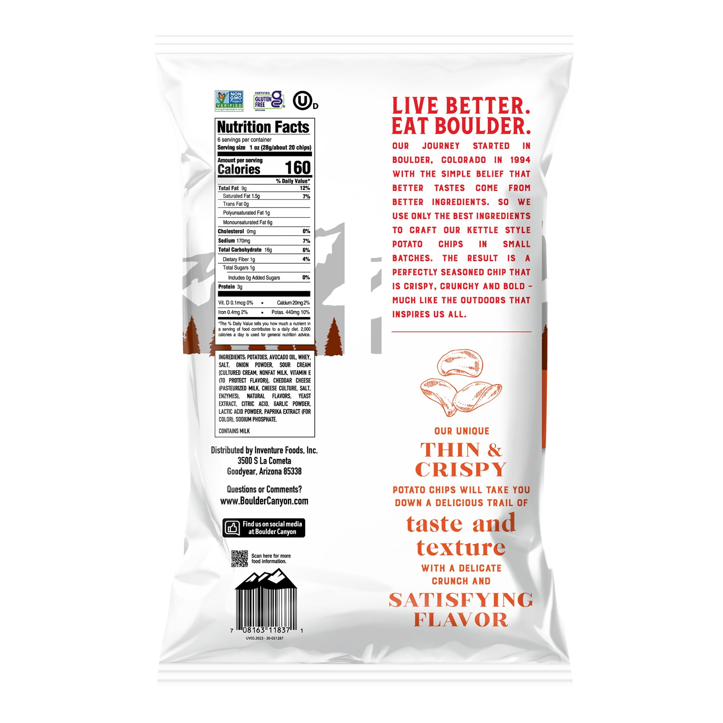 Boulder Canyon Boulder Batch Agave Sriracha Kettle Potato Chips, 5.25 oz - Pack of 12