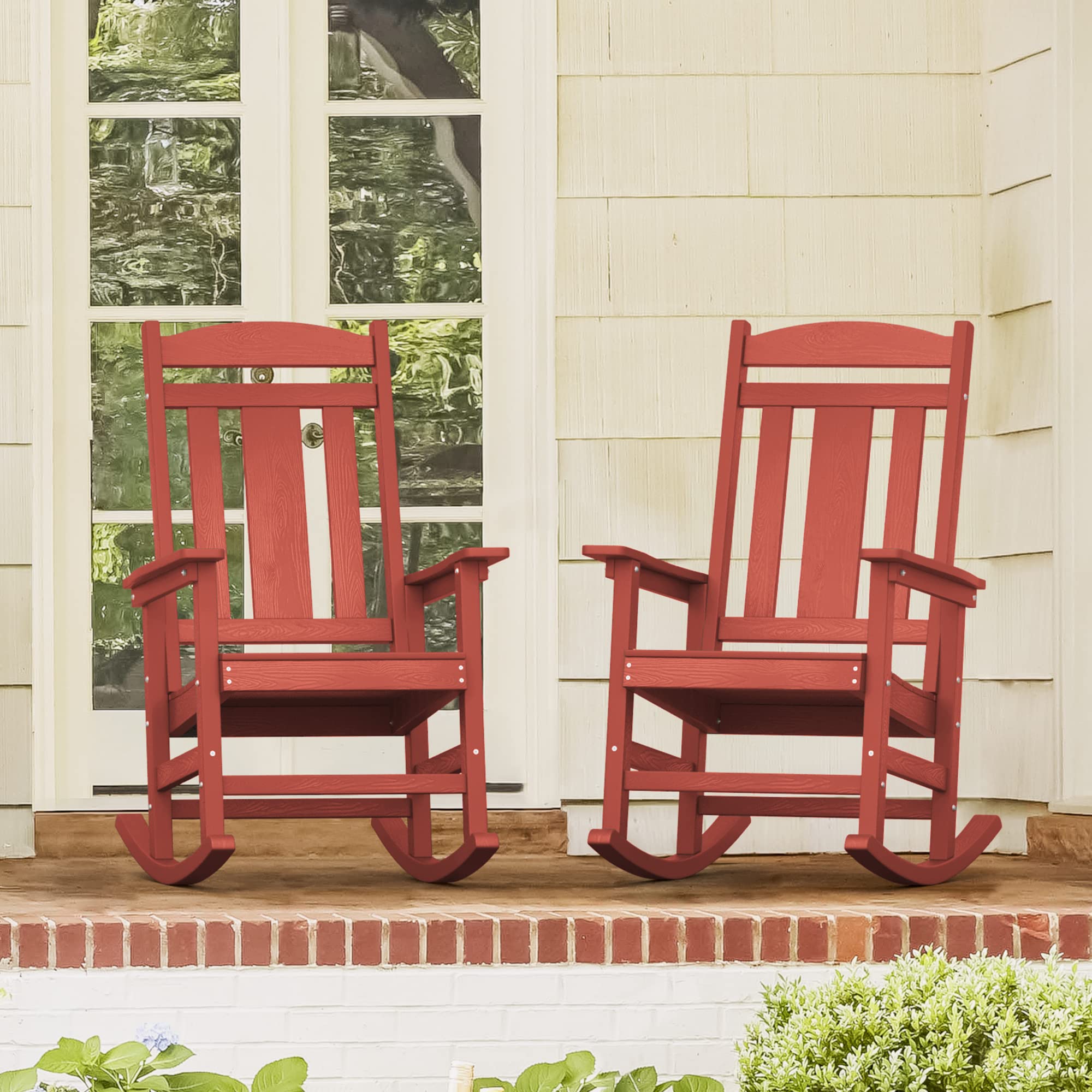 LUE BONA Rocking Chair Outdoor, Weather Resistant HDPS Plastic Rocker Chairs, 350lb Heavy Duty, Oversized Porch Rocker for Adult, High Back Smooth Rocking Chairs for Outdoor & Indoor, Aruba Blue