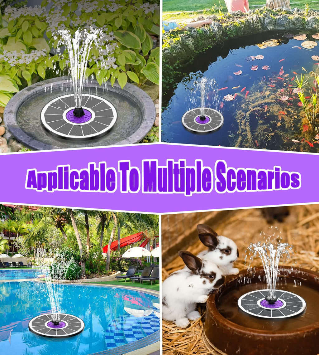 SZMP Solar Fountain 3.5W Bird Bath Fountains with Flower Upgraded Glass Panel, Solar Powered Water Fountain with 7 Nozzles & 4 Fixer, Solar Fountain Pump for Bird Bath, Garden, Pond, Outdoor -Black