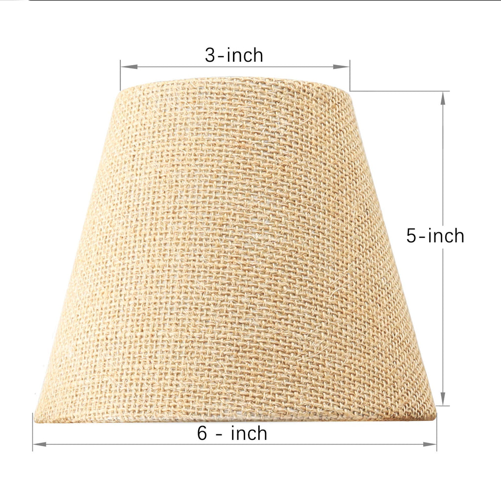 Small Lamp Shade Set of 6 Chandelier Shades 3" X 6" X 5" Burlap Lampshade Clip On Bulb Farmhouse Chandelier Shade