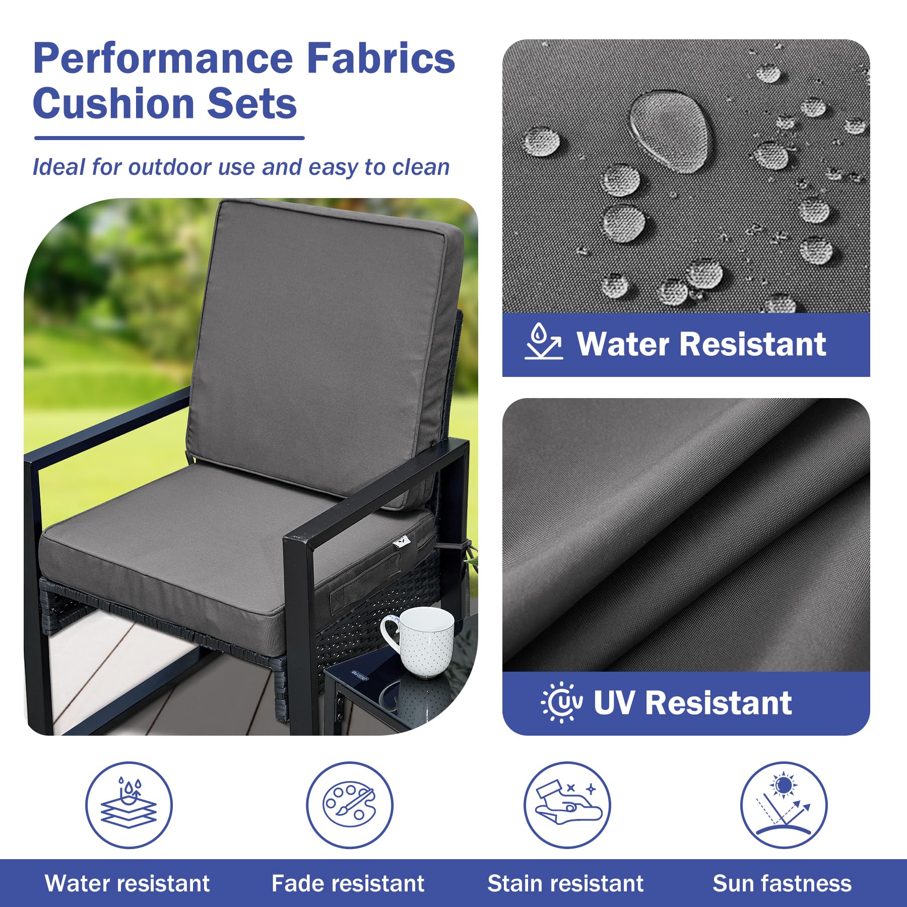 IPYNBAP Outdoor Cushions, Outdoor Chair Cushions 22x22x3 Inch, Cushions for Outdoor Furniture with Removable Cover, Waterproof & Fade Resistant Outdoor Seat Cushions for Patio, Lawn, Beige