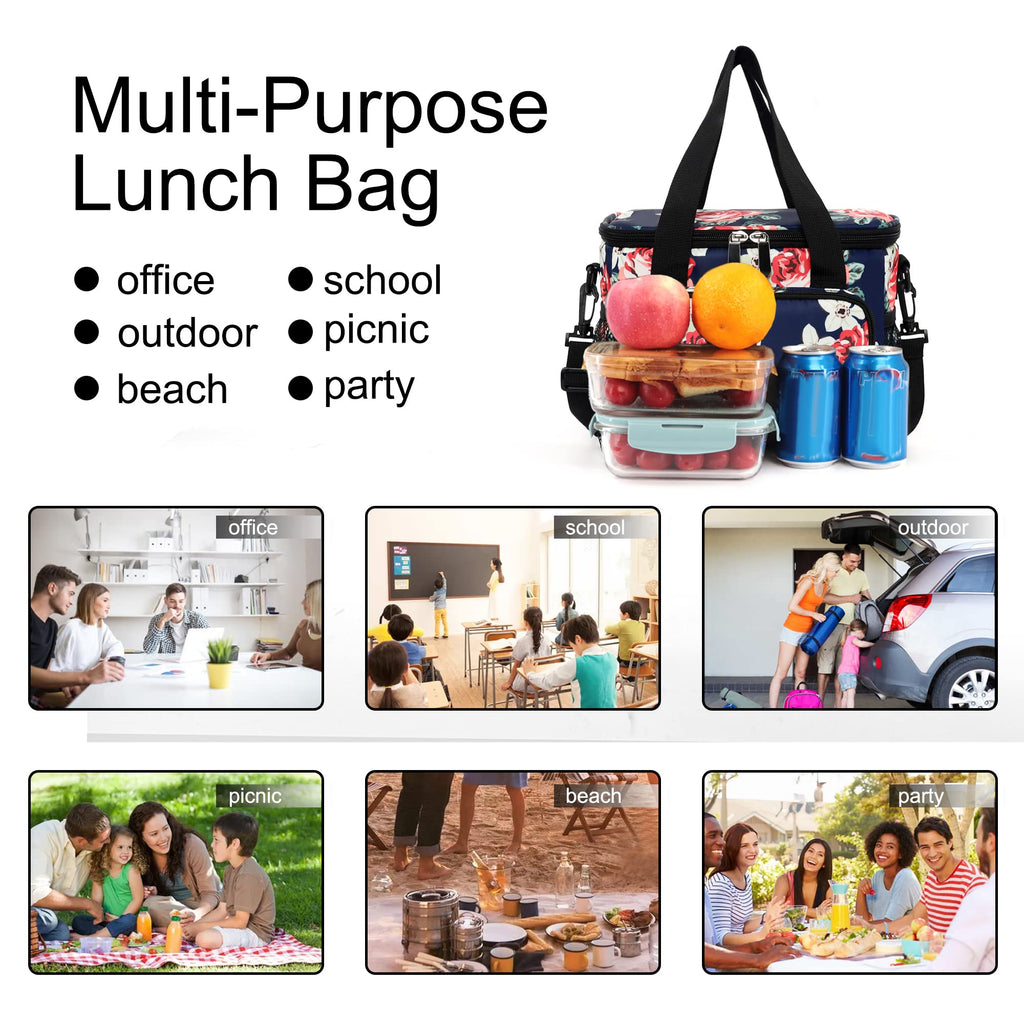 Femuar Lunch Bags for Women/Men, Insulated Lunch Bag for Work Office Picnic - Large Lunch Cooler Bag Leakproof Lunch Box with Adjustable Shoulder Strap for Adults - Grey (15L)