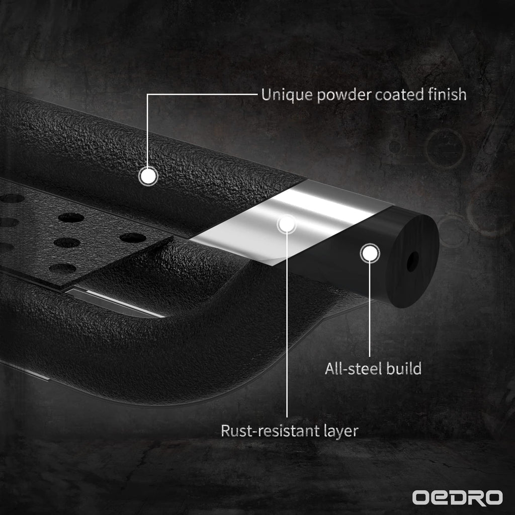 OEDRO Running Boards: Compatible with Chevy Colorado/GMC Canyon 2015-2026 Crew Cab, Side Steps Two-Stairs Bed Access Nerf Bar Rails