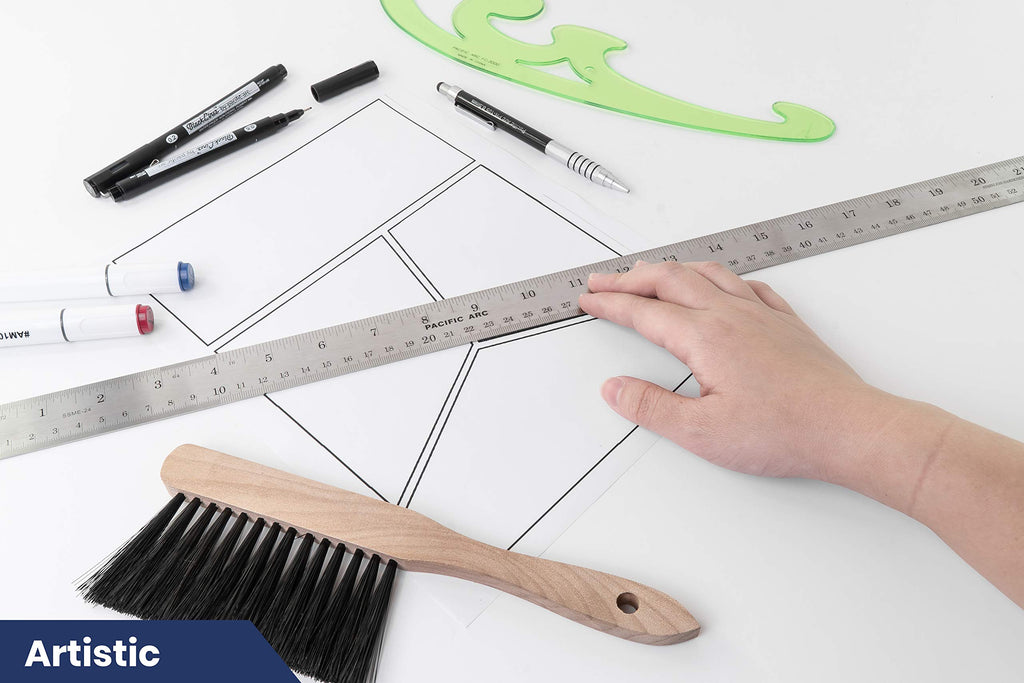 2 Pack Pacific Arc 12 Inch Stainless Steel Ruler with Inch/Metric Conversion Table