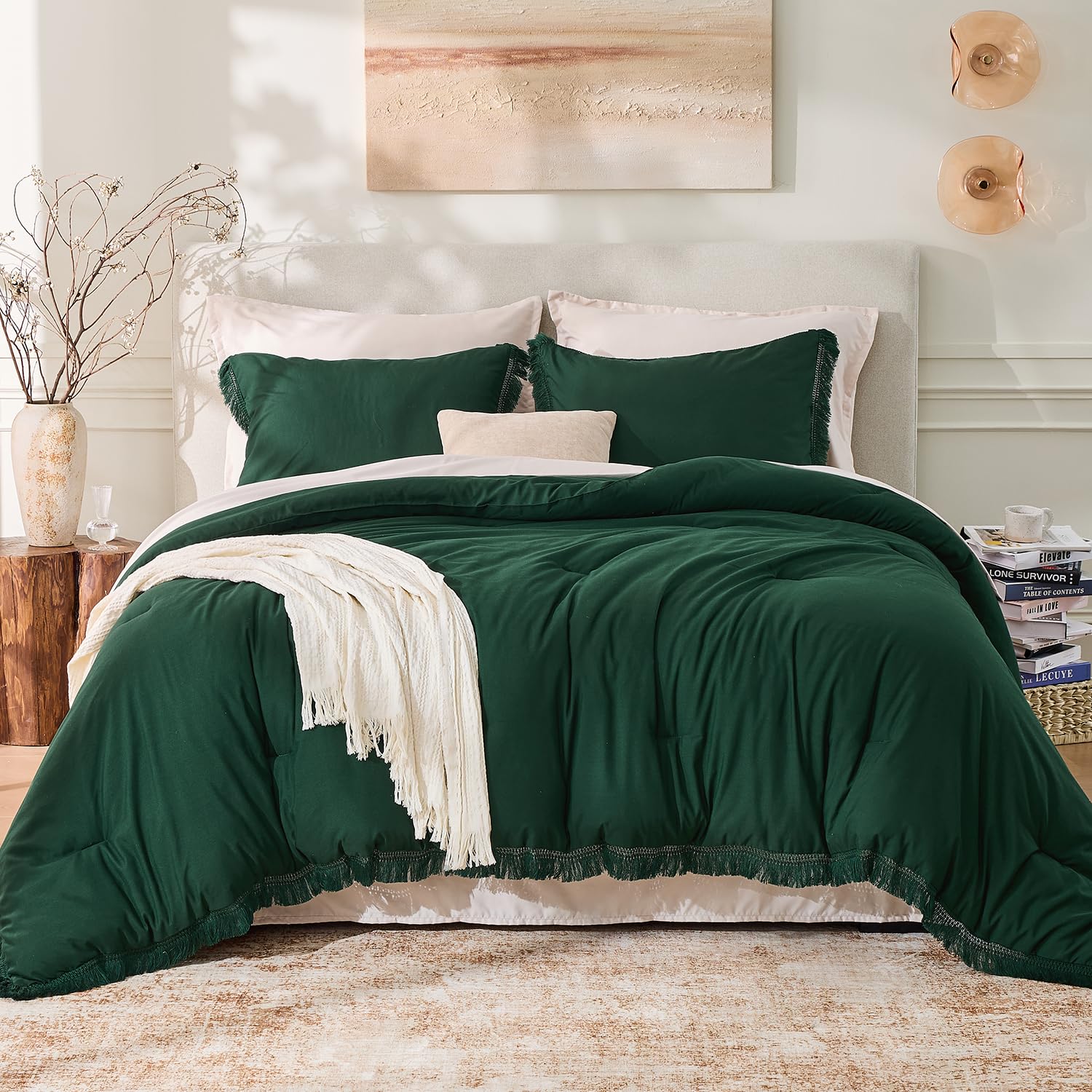 Andency Comforter Full Size Set Burnt Orange, 3 Pieces Boho Terracotta Winter Lightweight Bedding Comforter Sets, All Season Rust Tassel Bed Set (79x90In Comforter & 2 Pillowcases)