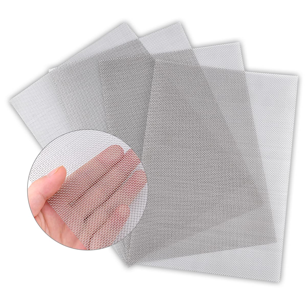 Valchoose Soft 304 Stainless Steel Mesh, 8 Pack Bendable Woven 8.3"X11.8"(213X302mm), 20 Mesh Non-Rusting, Wire Mesh Easy to Work, Non-Corrosive for DIY, Vent, Cage, Garden, Window (Plain Weave)