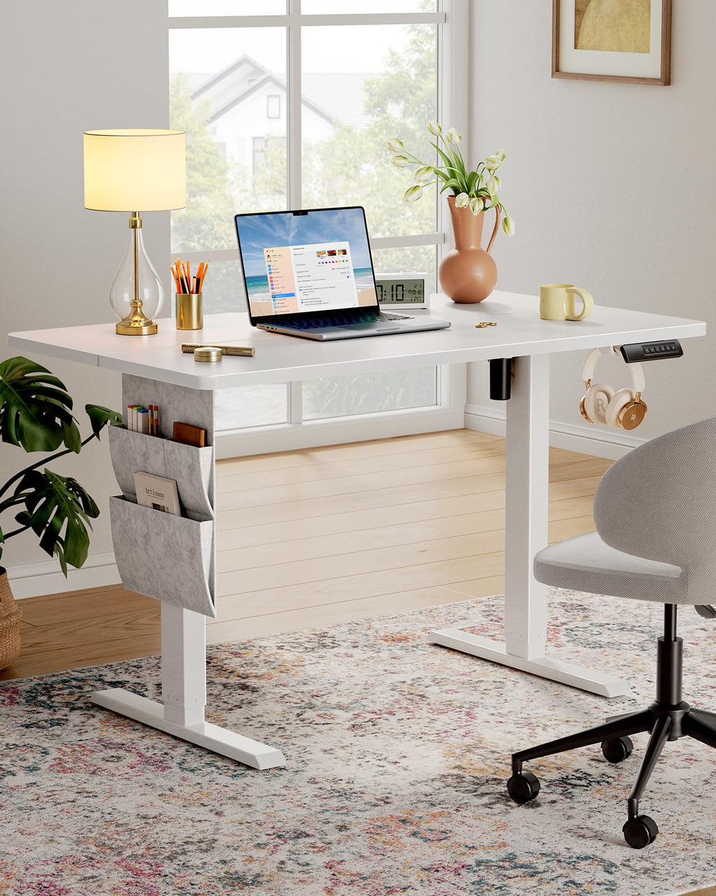 Marsail Standing Desk,Home Office Adjustable Heights Desk,Stand Up Desk,63x24 Inches Desktop Sit Stand Gaming Computer Desk for Study,Writing with 4 Memory Presets,Headphone Hook,Cable Organizer