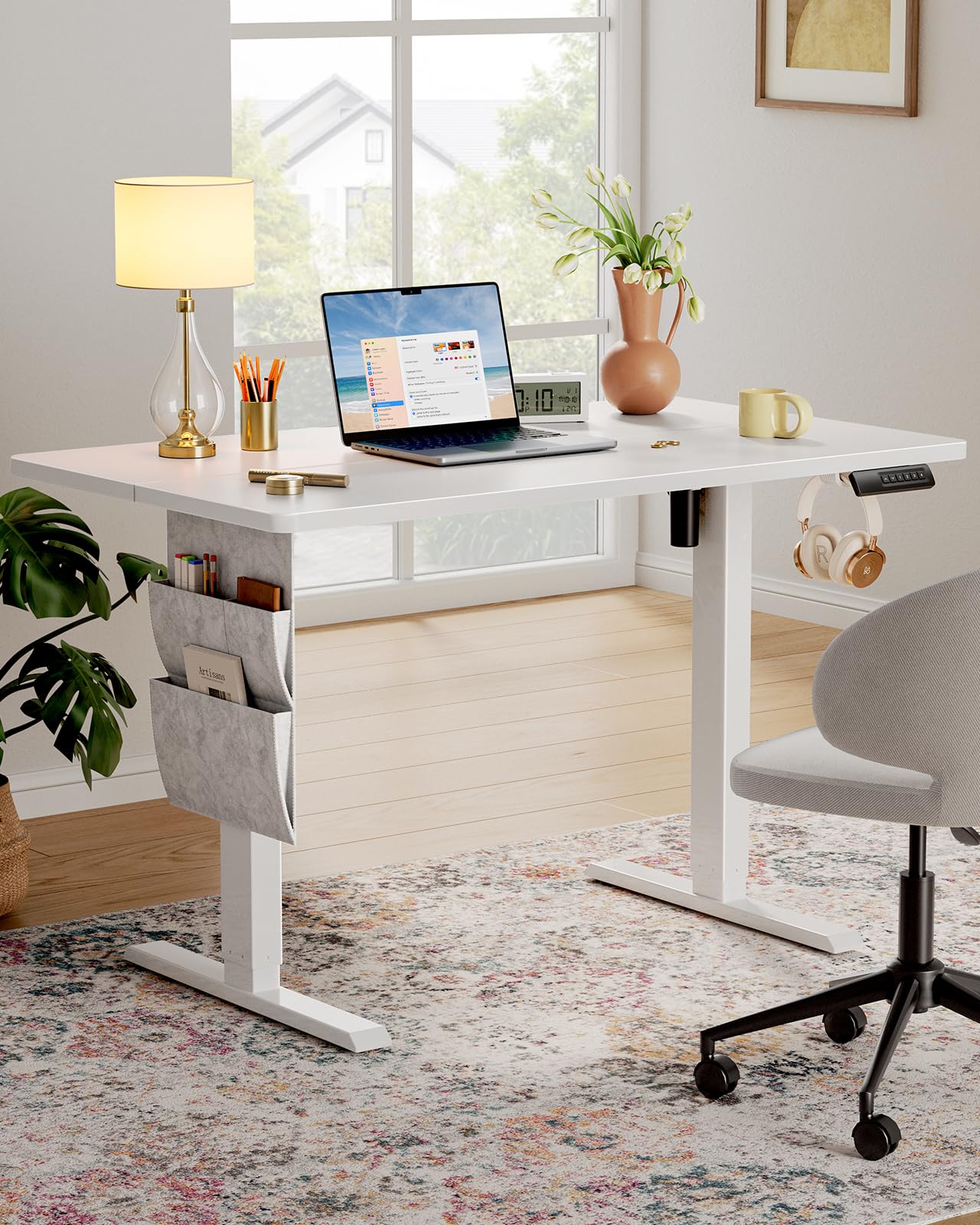 Marsail Standing Desk,Home Office Adjustable Heights Desk,Stand Up Desk,63x24 Inches Desktop Sit Stand Gaming Computer Desk for Study,Writing with 4 Memory Presets,Headphone Hook,Cable Organizer