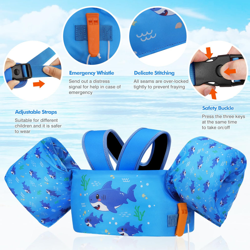 Moko Swim Arm Band for Kids 20-30-50 lbs, Cute Cartoon Toddler Swim Vest, Swimming Water Wings Pool Floaties Sleeve for Children Learn to Swim