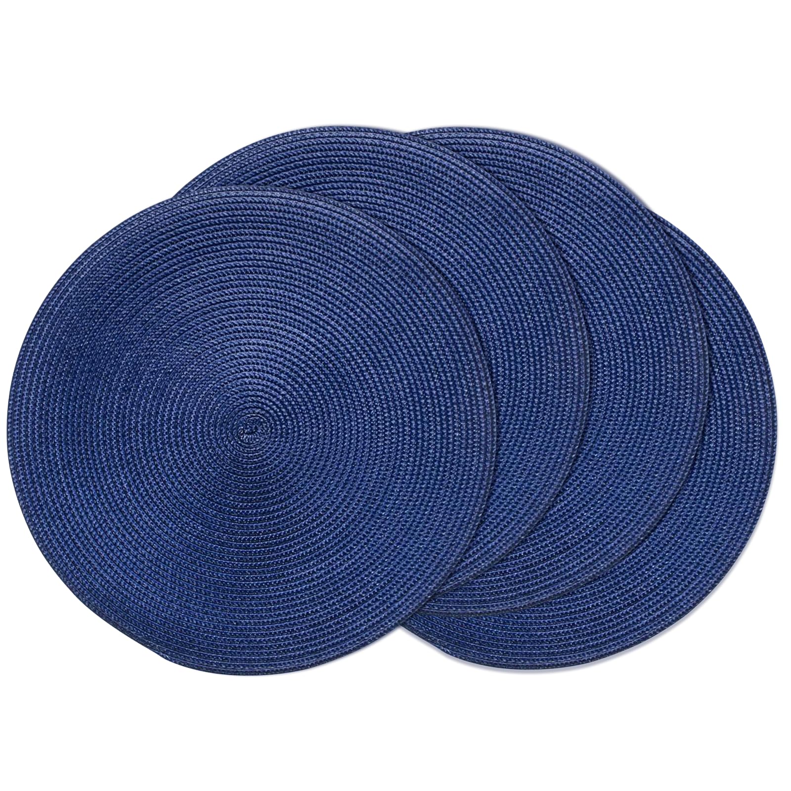 AHHFSMEI Round Placemats Set of 6 Heat Resistant Washable Non-Slip Woven Braided Table Mats for Dining Table Kitchen & Home Decor (Beige)