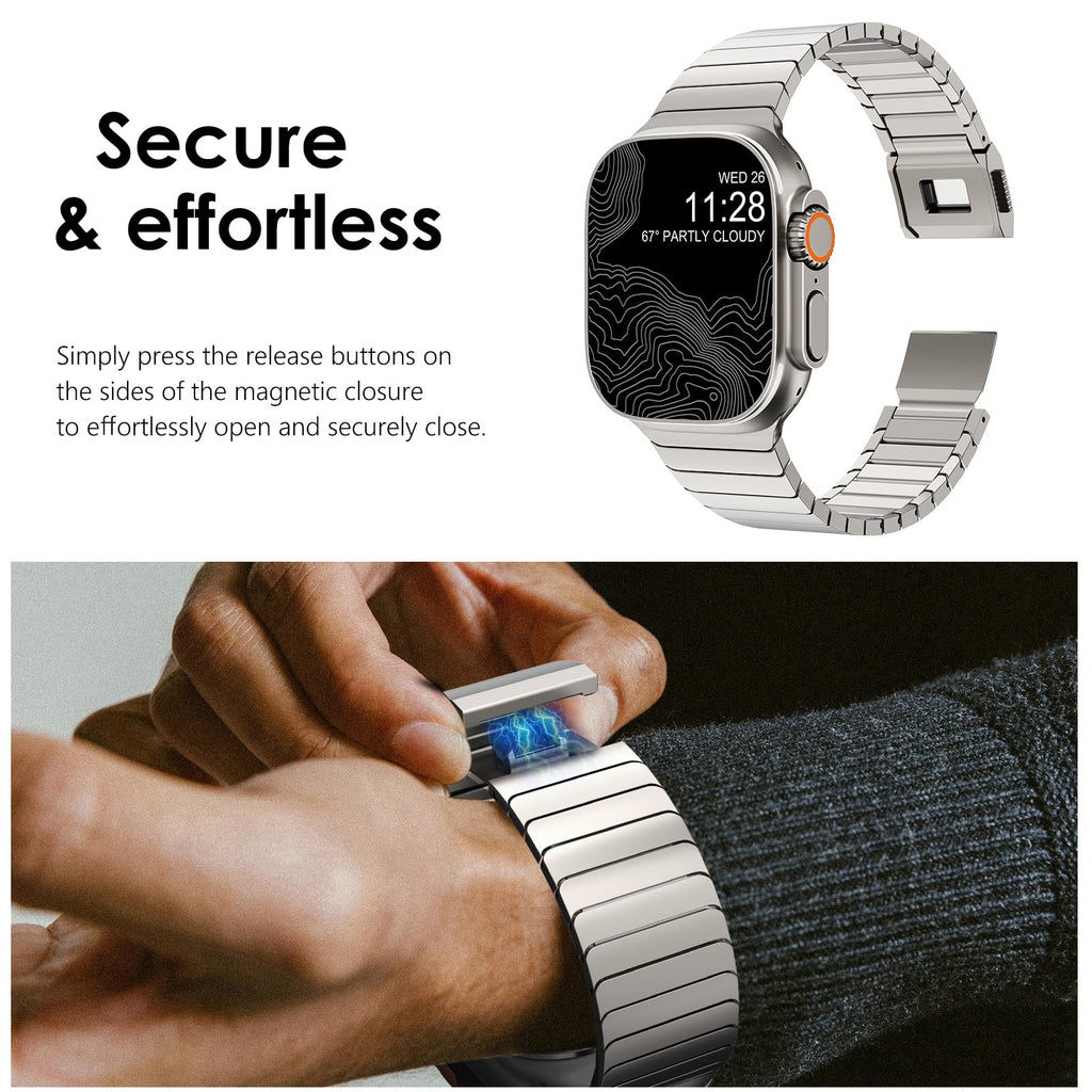 NewWays Titanium & Stainless Steel Link Bracelet for Apple Watch Band Ultra 3 2 1 Band 49mm Series11 10 46mm 42mm 45mm 44mm 41mm 40mm 38mm Series 3-11