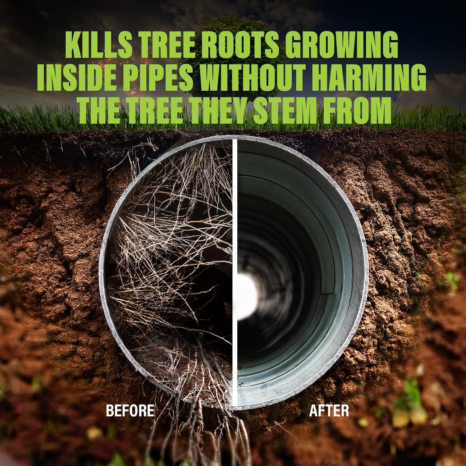 Green Gobbler, FOAMING Root Killer | Kills Tree Roots in Pipes & Sewer Lines | Contains No Copper Sulfate | Safe for Pipes and Septic - 4 USES, 10LBS