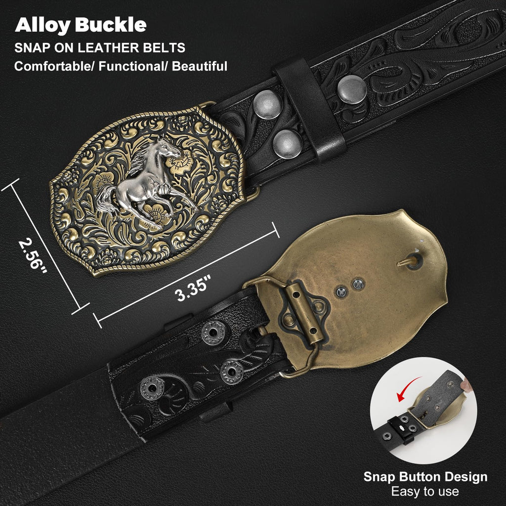 BELTROAD Western Leather Buckle Belt for Men Women Cowboy Cowgirl Mens Leather Belt for Jeans Christmas Men's Belt Gifts