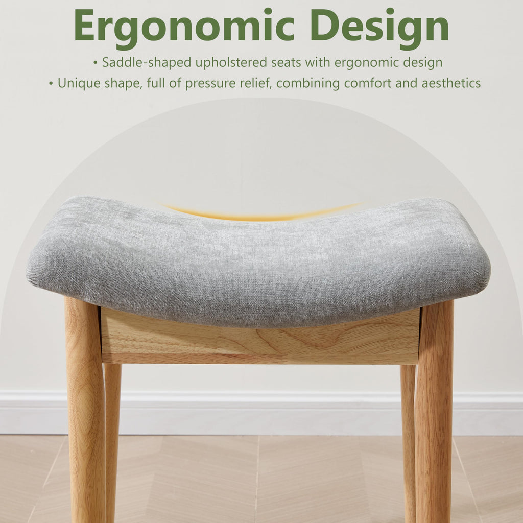 Royal Windsor Vanity Stool with Saddle Cushion, 18 Inch Makeup Vanity Chair for Living Room, Modern Foot Stool Ottoman Piano Bench,Small Upholstered Bench for Bedroom, Beige