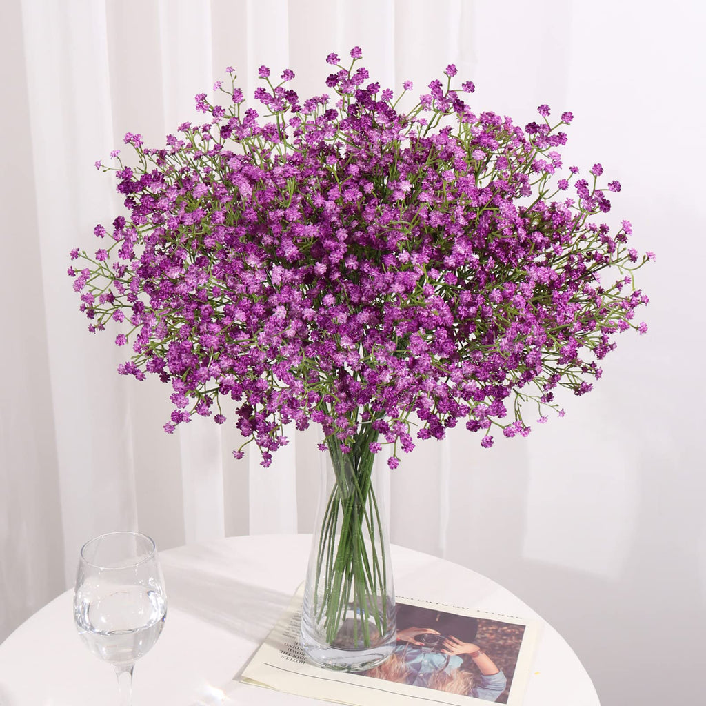 15 PCS Babys Breath Artificial Flowers Fake Babys Breath Flowers Artificial Bulk Blue Gypsophila Bouquets Real Touch Faux Flowers for Wedding Floral Arrangement Party Home Decoration