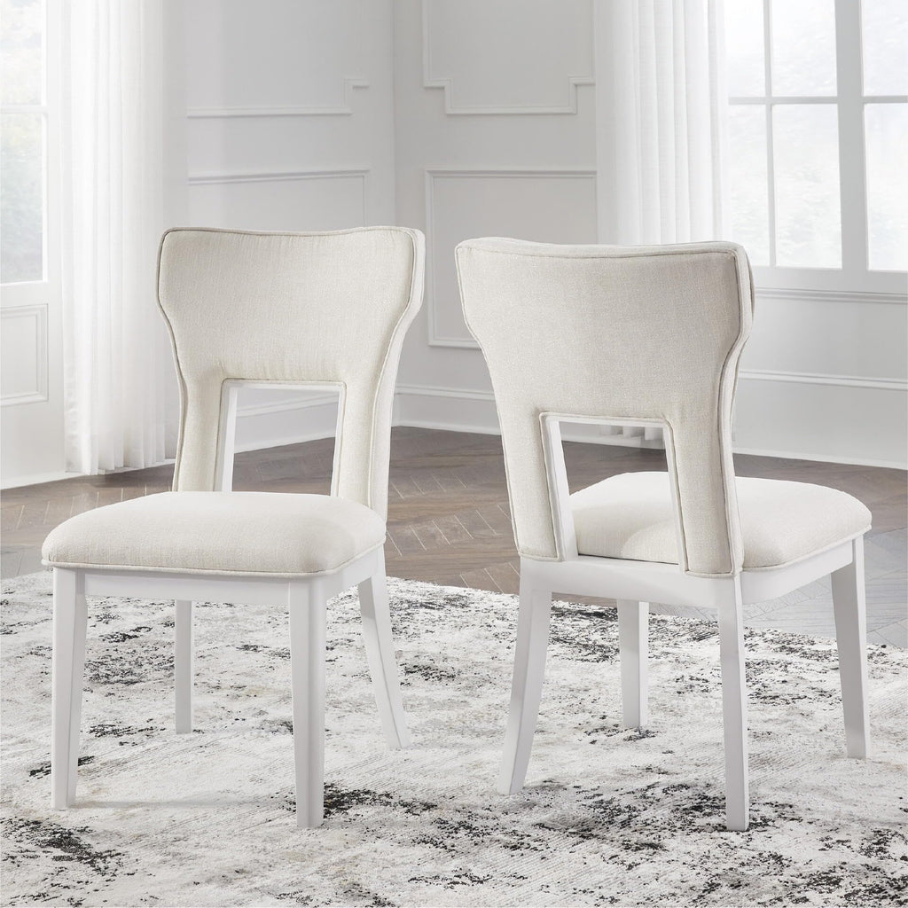Signature Design by Ashley Chalanna Solid Wood Frame Dining Chair, Set of 2, White
