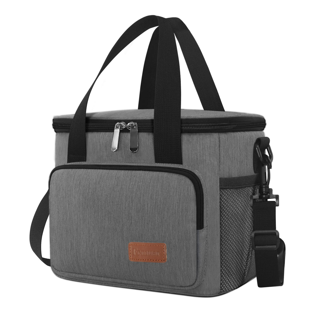 Femuar Lunch Bags for Women/Men, Insulated Lunch Bag for Work Office Picnic - Large Lunch Cooler Bag Leakproof Lunch Box with Adjustable Shoulder Strap for Adults - Grey (15L)