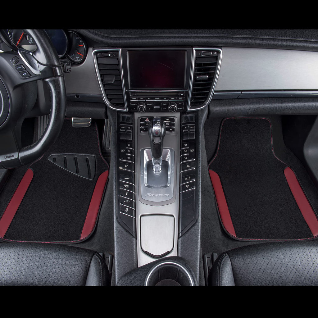 CAR PASS Beige Leather & Waterproof Car Carpet Floor Mats, Universal Car Mats Fit for SUV,Vans,sedans, Trucks,Set of 4pcs Car Carpet with Anti-Slip nibbs Driver Heel Pad (All Beige)
