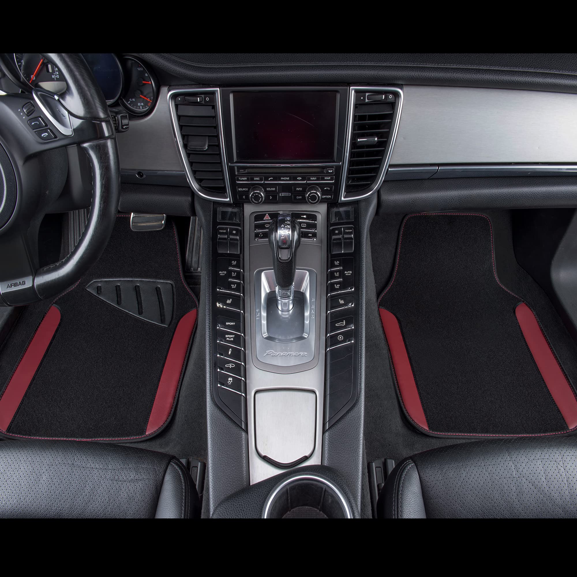CAR PASS Beige Leather & Waterproof Car Carpet Floor Mats, Universal Car Mats Fit for SUV,Vans,sedans, Trucks,Set of 4pcs Car Carpet with Anti-Slip nibbs Driver Heel Pad (All Beige)