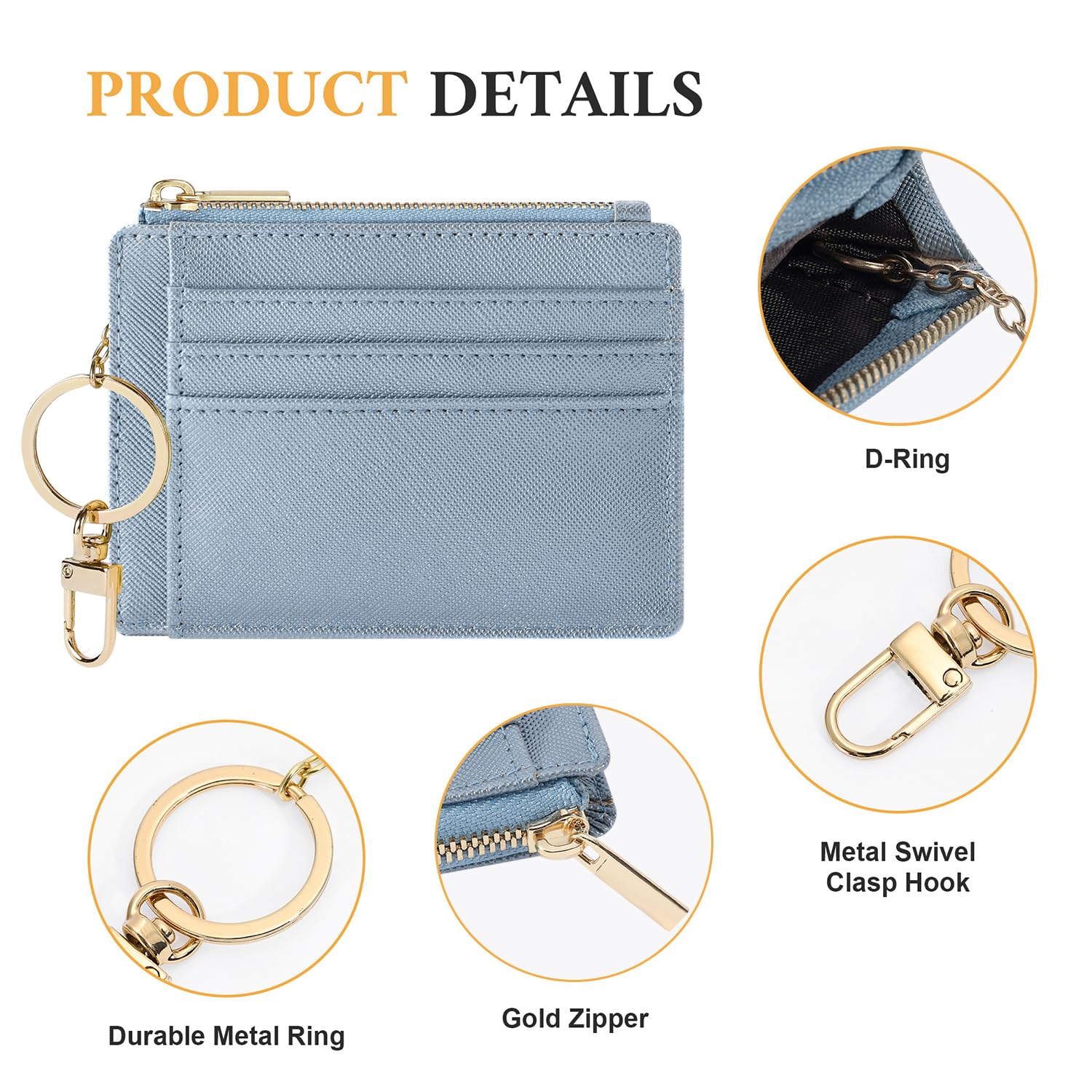 Sodsay Card Case Slim Front Pocket Wallet for Women Credit Card Holder with Keychain | Slim, Credit Card Holder, Front Pocket, with Keychain | Slim