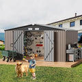 GVDV - Cobertizo de almacenamiento al aire libre de 10 x 12 pies, almacenamiento exterior de metal duradero para jardín, patio y patio trasero, refugio impermeable para herramientas y equipo