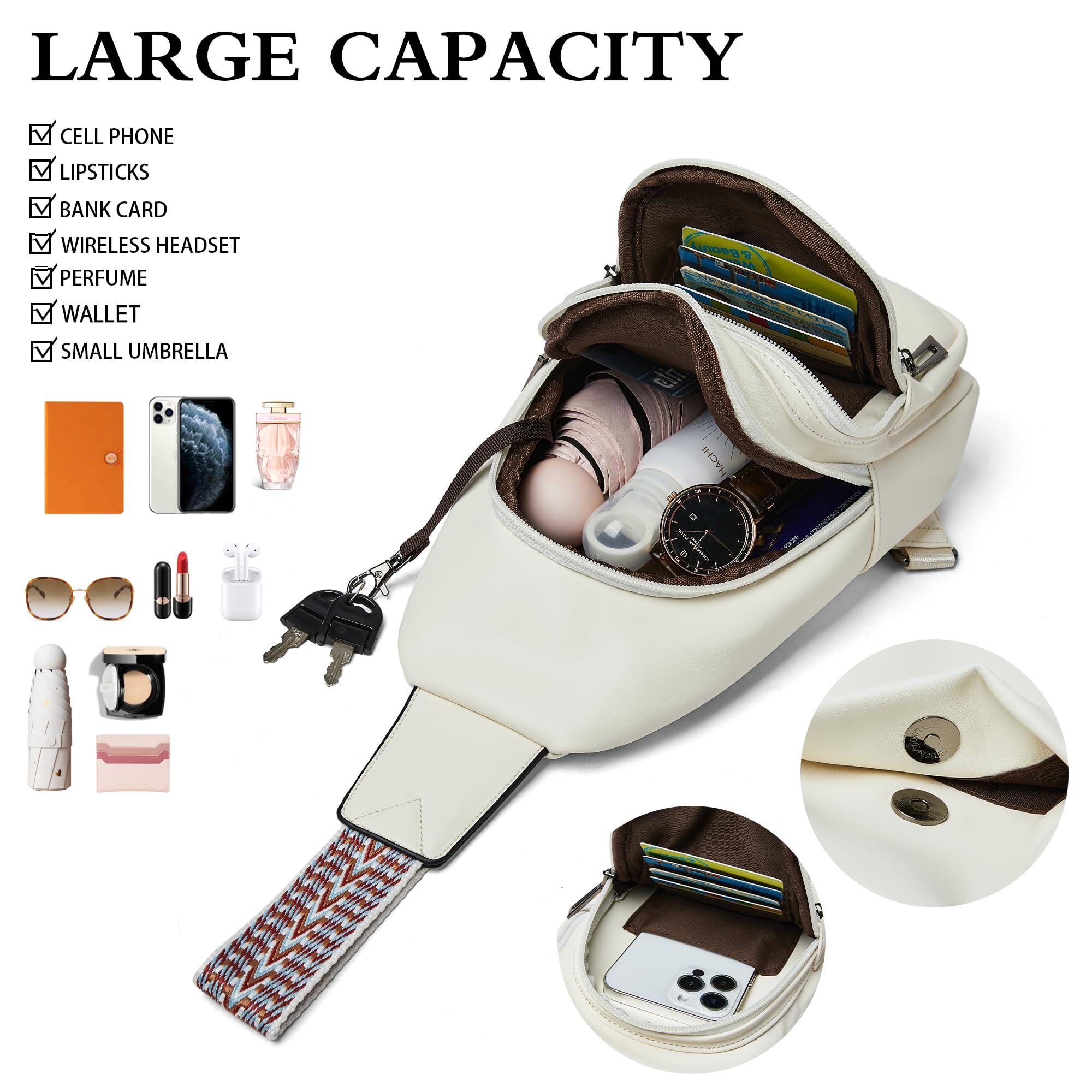 Sling Bag Crossbody Bags for Women Small Cross Body Bag Fanny Packs Chest Sling Purse for Daily Travel Leisure Sport