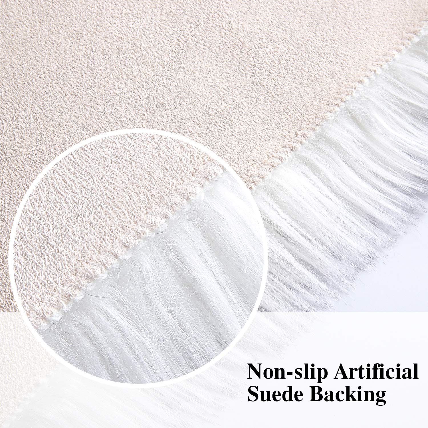 Softlife Black Faux Fur Sheepskin Chair Cover Seats Cushion Pad Super Soft Area Rugs for Living Bedroom Sofa Dorm (1.6ft x 1.6ft)