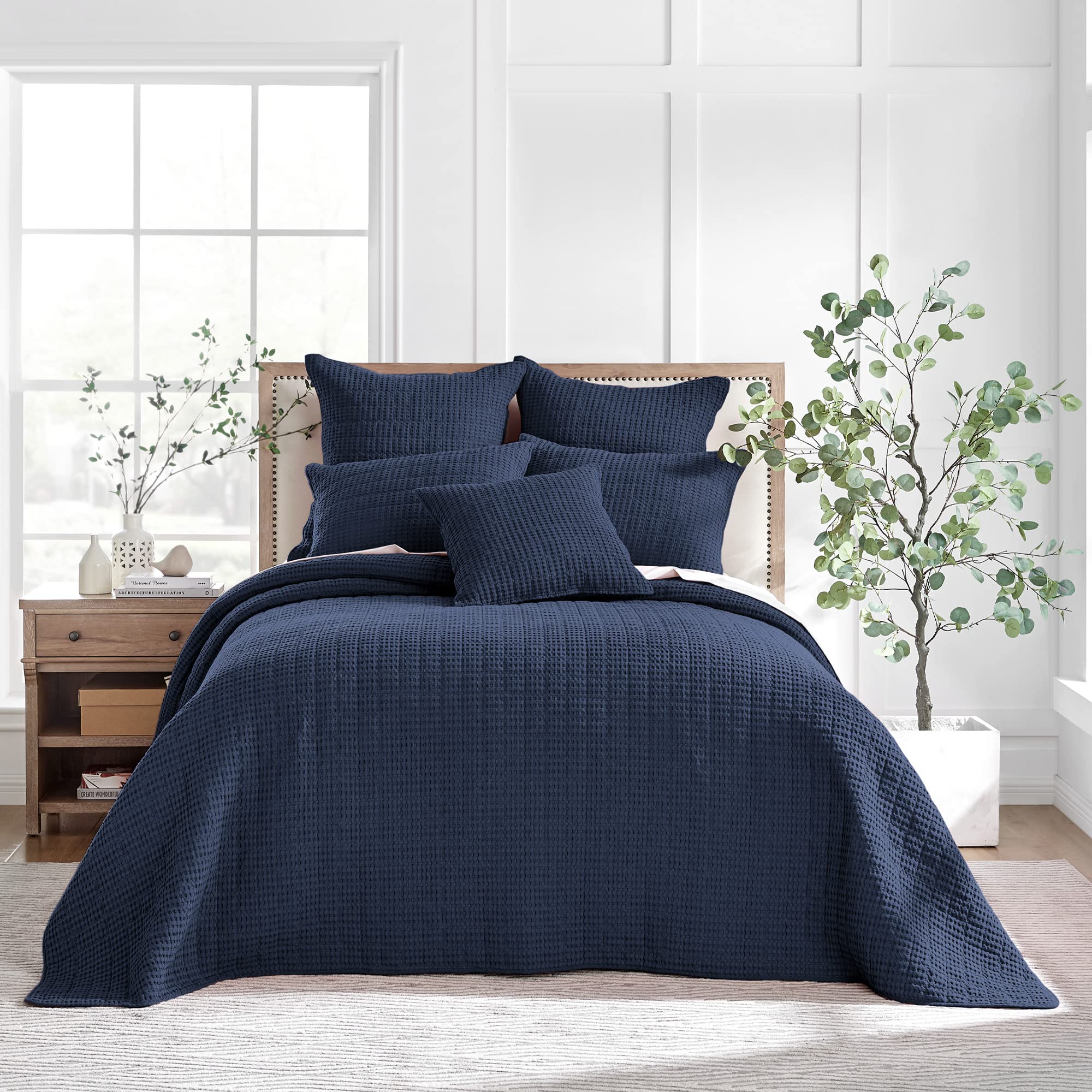 Levtex Home Mills Waffle Twin Bedspread Set (84x104in) with 1 Pillow Sham (26x20in) - Adobe - 100% Cotton Twin Size Bedspread Set - Lightweight, Soft, Pre-Washed