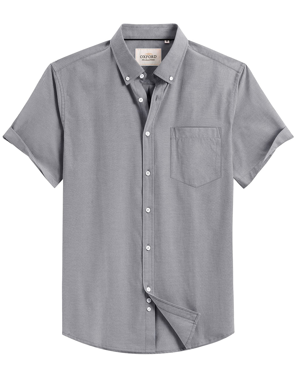 Alimens & Gentle Men's Short Sleeve Oxford Shirt Regular Fit Button Down Collar Shirts with Pocket