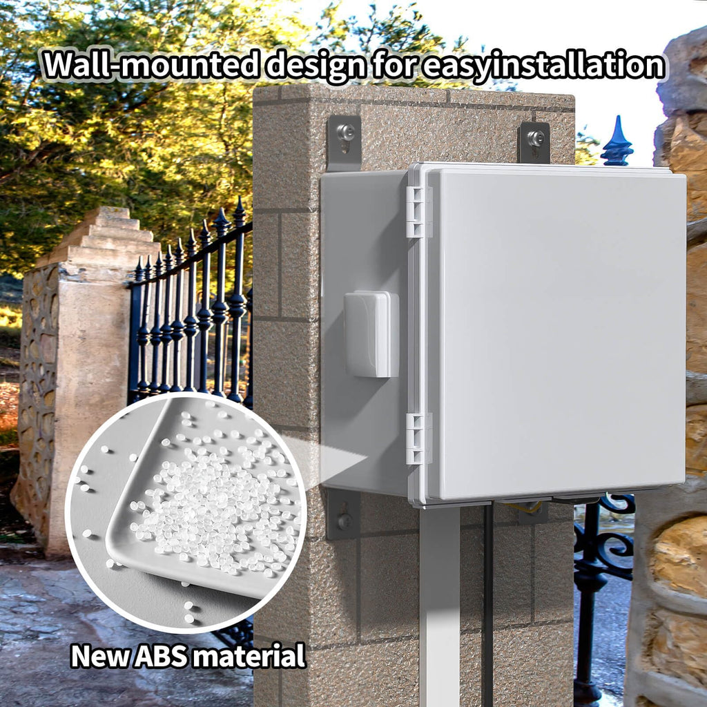 ABS Electrical Junction Box, Ventilated Design, Cable Grommets, IP65 Waterproof Enclosure, Indoor/Outdoor Use with Mounting Panel. (Clear Cover, 8.7"x6.7"x4.3")