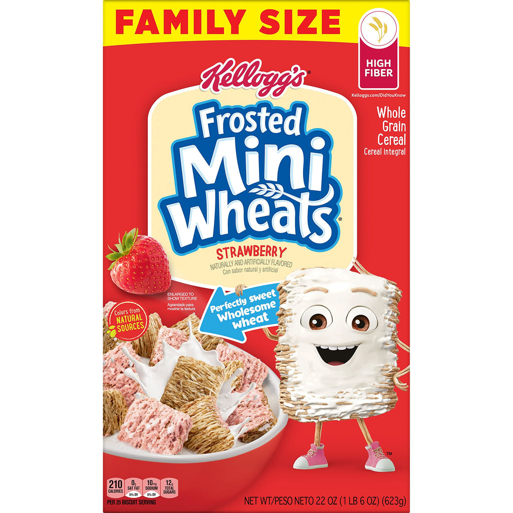 Kellogg's Frosted Mini-Wheats Cold Breakfast Cereal, High-Fiber, Whole Grain, Family Size, Original, 24oz Box (1 Box)