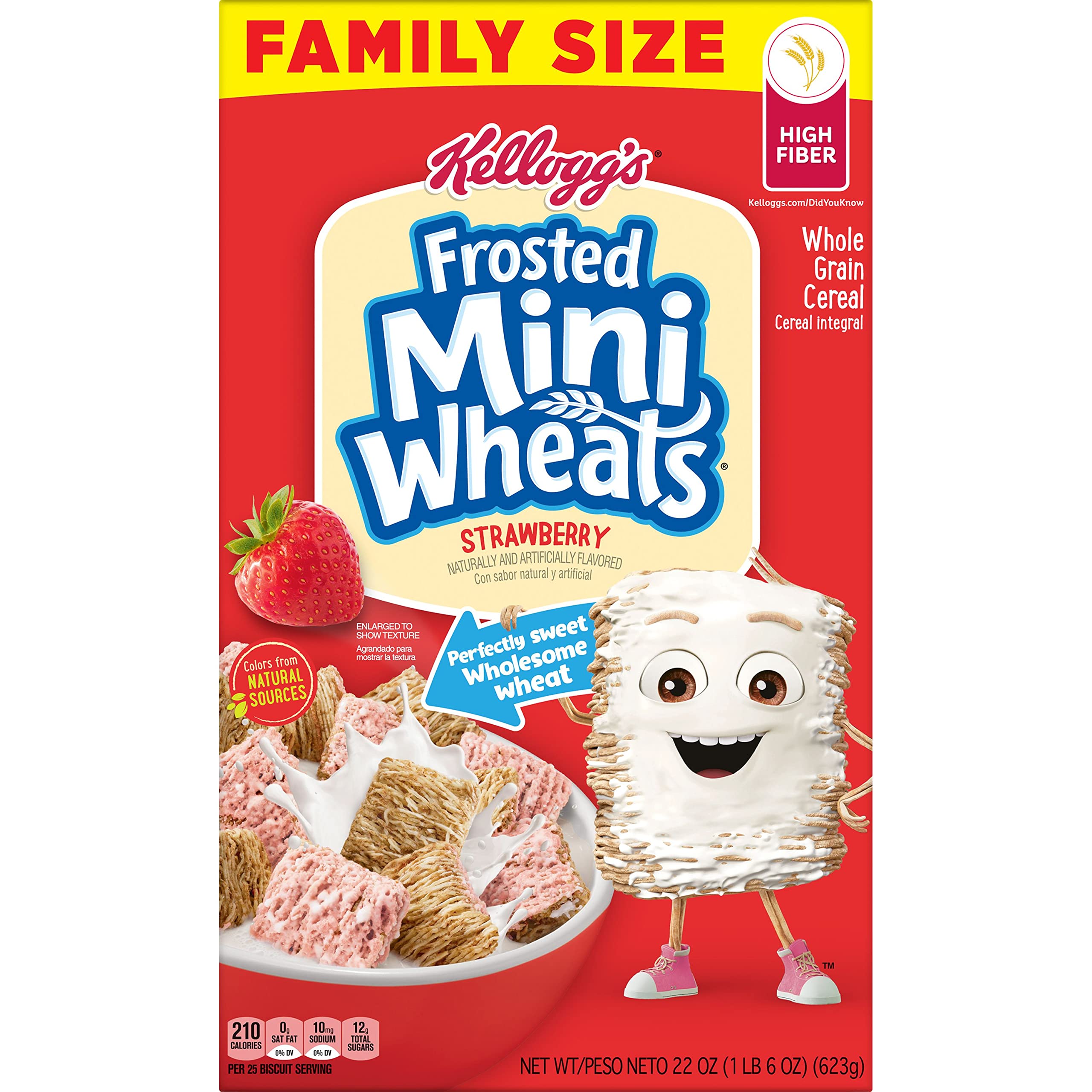 Kellogg's Frosted Mini-Wheats Cold Breakfast Cereal, High-Fiber, Whole Grain, Family Size, Original, 24oz Box (1 Box)
