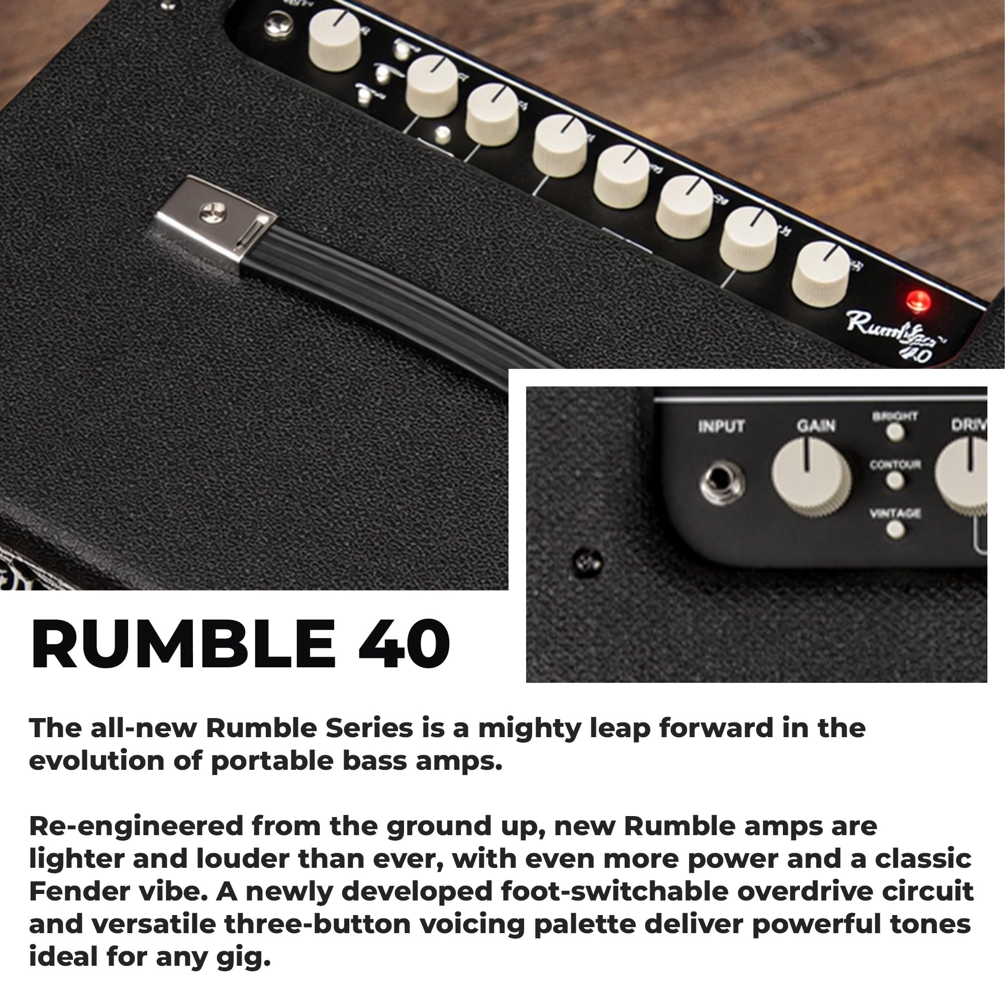 Fender Rumble 15 Bass Guitar Combo Amplifier Bundle with Instrument Cable and Austin Bazaar Instructional DVD