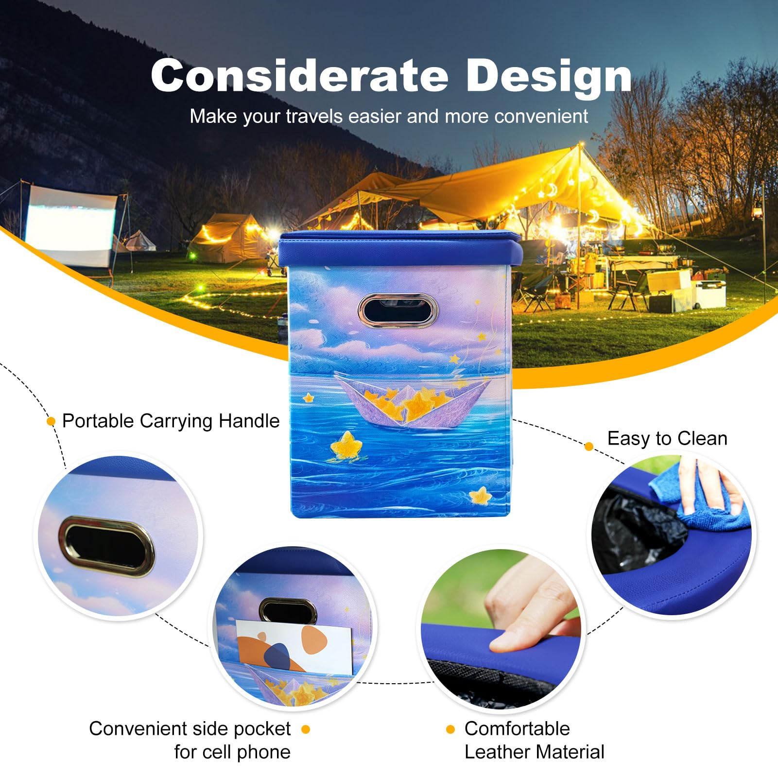 Ann Katy Upgrade XL Portable Toilet for Adults, Extra Large Portable Travel Floding Toilet, Camping Tall Toilets with Lid for Adults and Kids Compact Potty for Car,Hiking,Beach and Camping