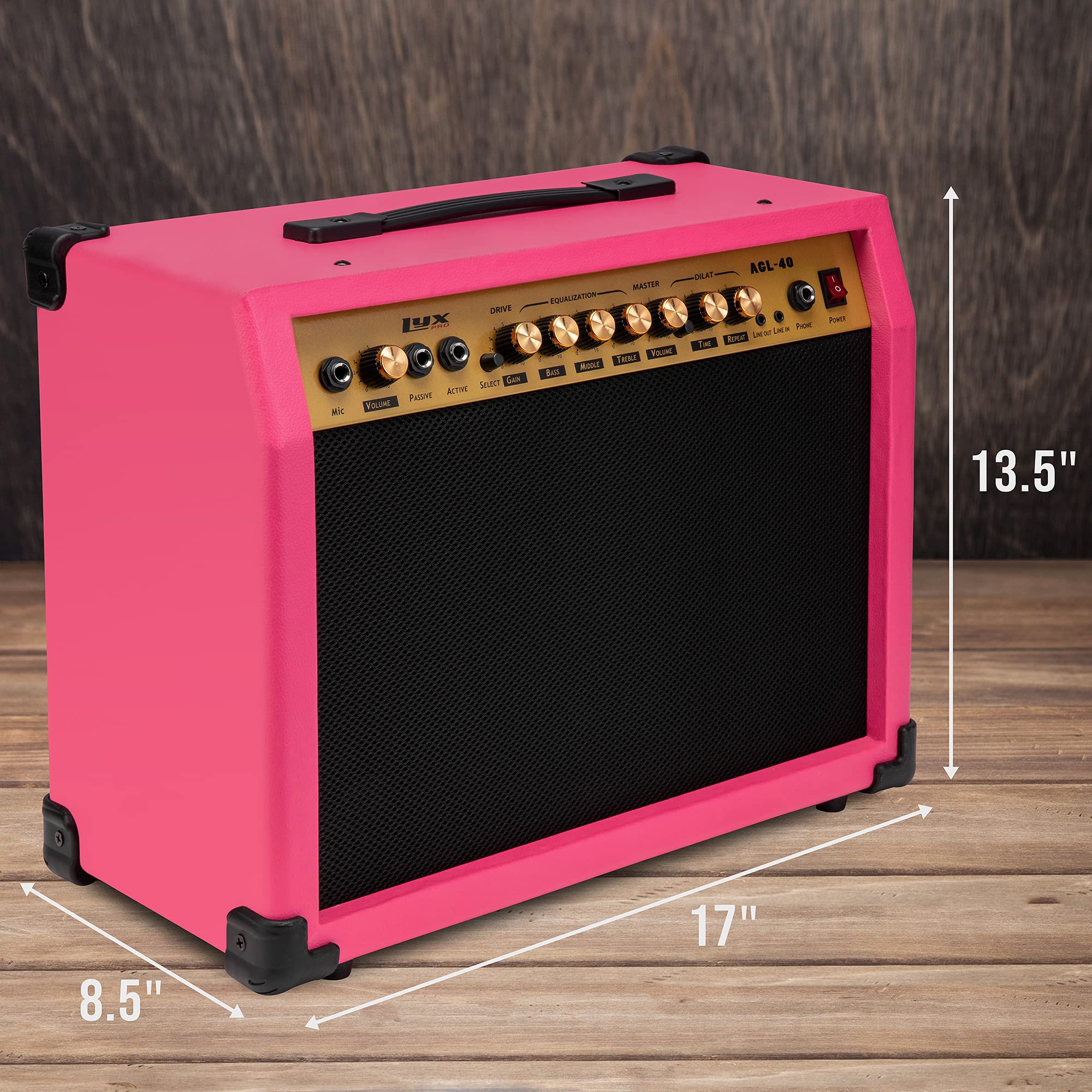 LyxPro Electric Guitar Amp 20 Watt Amplifier Built in Speaker Headphone Jack and Aux Input Includes Gain Bass Treble Volume and Grind - Black