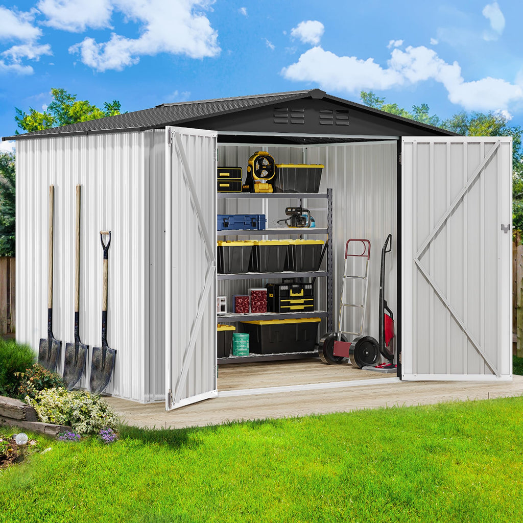 DWVO 6x4ft Outdoor Storage Shed, Lockable Metal Tool Storage Sheds, Waterproof Garden Sheds with Vents for Backyard, Patio, Garage, Lawn, Dark Gray