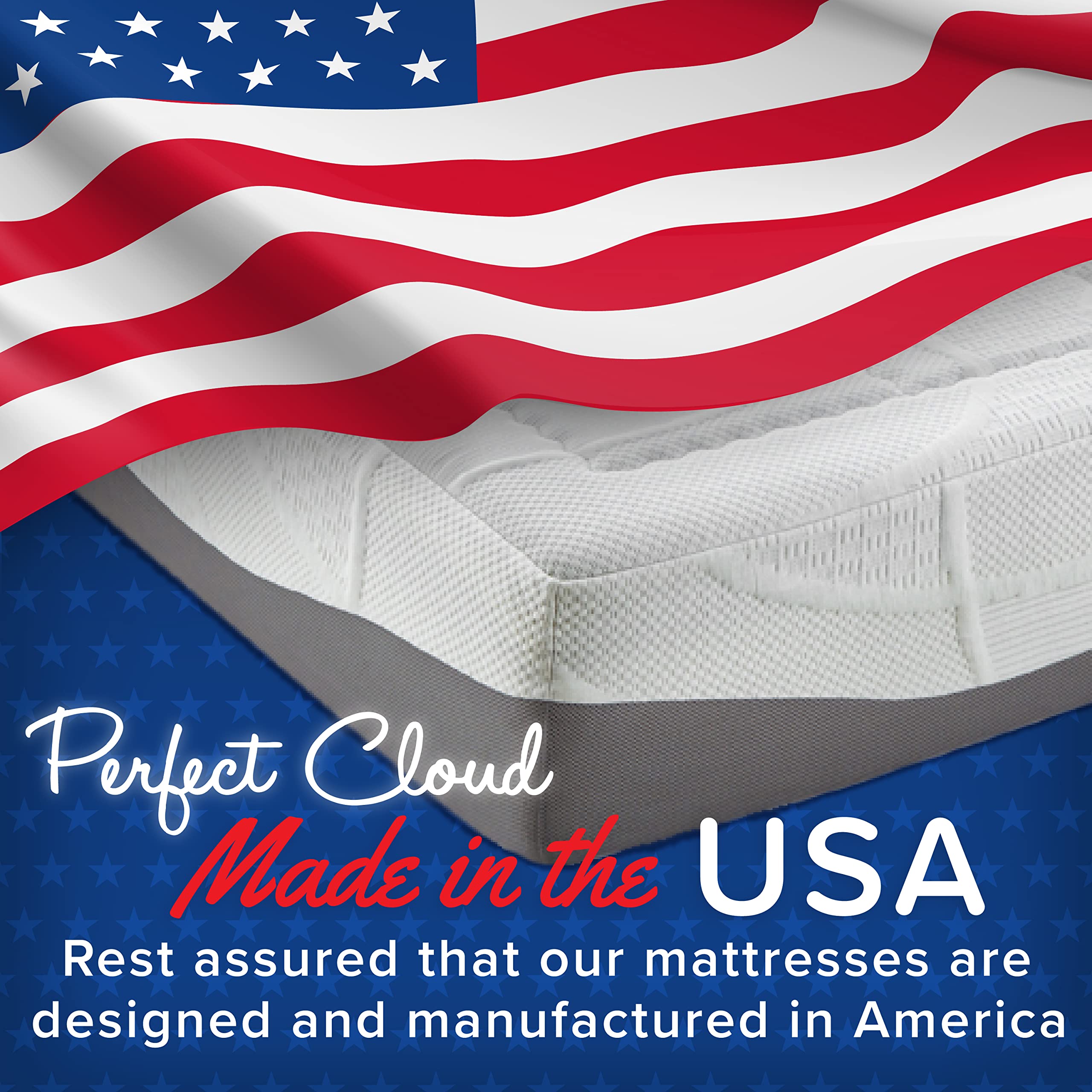 Perfect Cloud UltraPlush Full Mattress - 10 Inch Cooling Gel Memory Foam, Charcoal-Infused, Pressure Relief, Motion Isolation, Bed in a Box, Made in USA