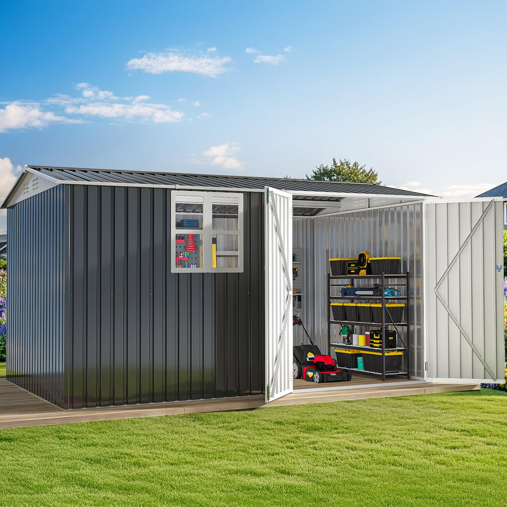 DWVO 6x4ft Outdoor Storage Shed, Lockable Metal Tool Storage Sheds, Waterproof Garden Sheds with Vents for Backyard, Patio, Garage, Lawn, Dark Gray