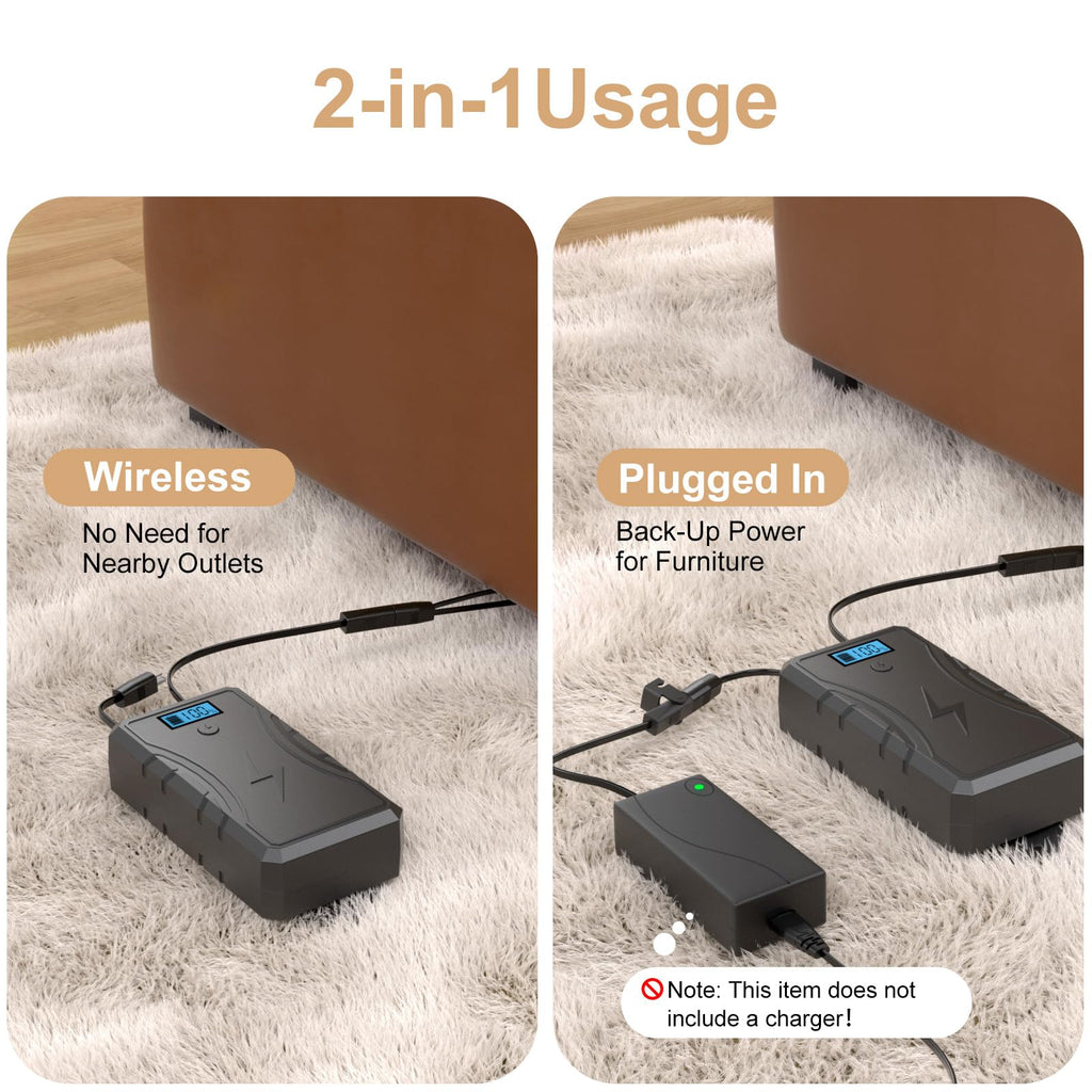 Battery Pack for Reclining Furniture without Charger, 2500mAh Universal Recliner Battery Pack Rechargeable with LED Display for Electric Recliner, Sofa, Couch, Lift Chair, 2-Pin Motion Furniture