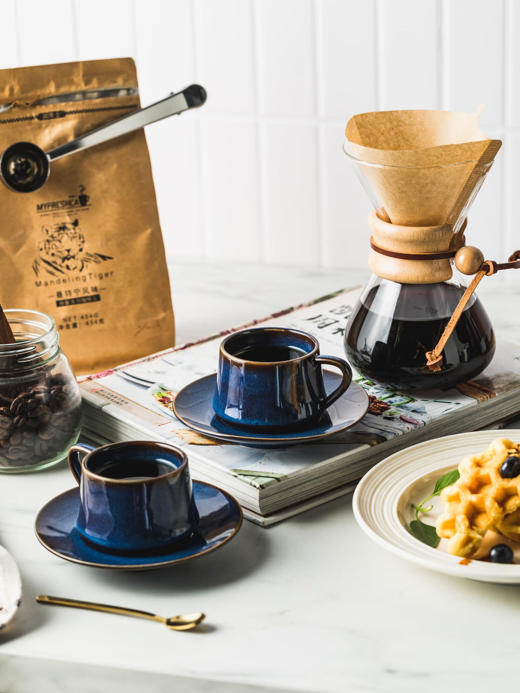 YHOSSEUN Ceramic Espresso Cups Set of 6, 4 OZ Expresso Shots Cup with Stand, Saucers & Spoons, Small Coffee Cup Demitasse Cups for Father's Day, Espresso Accessories for Machine, Black