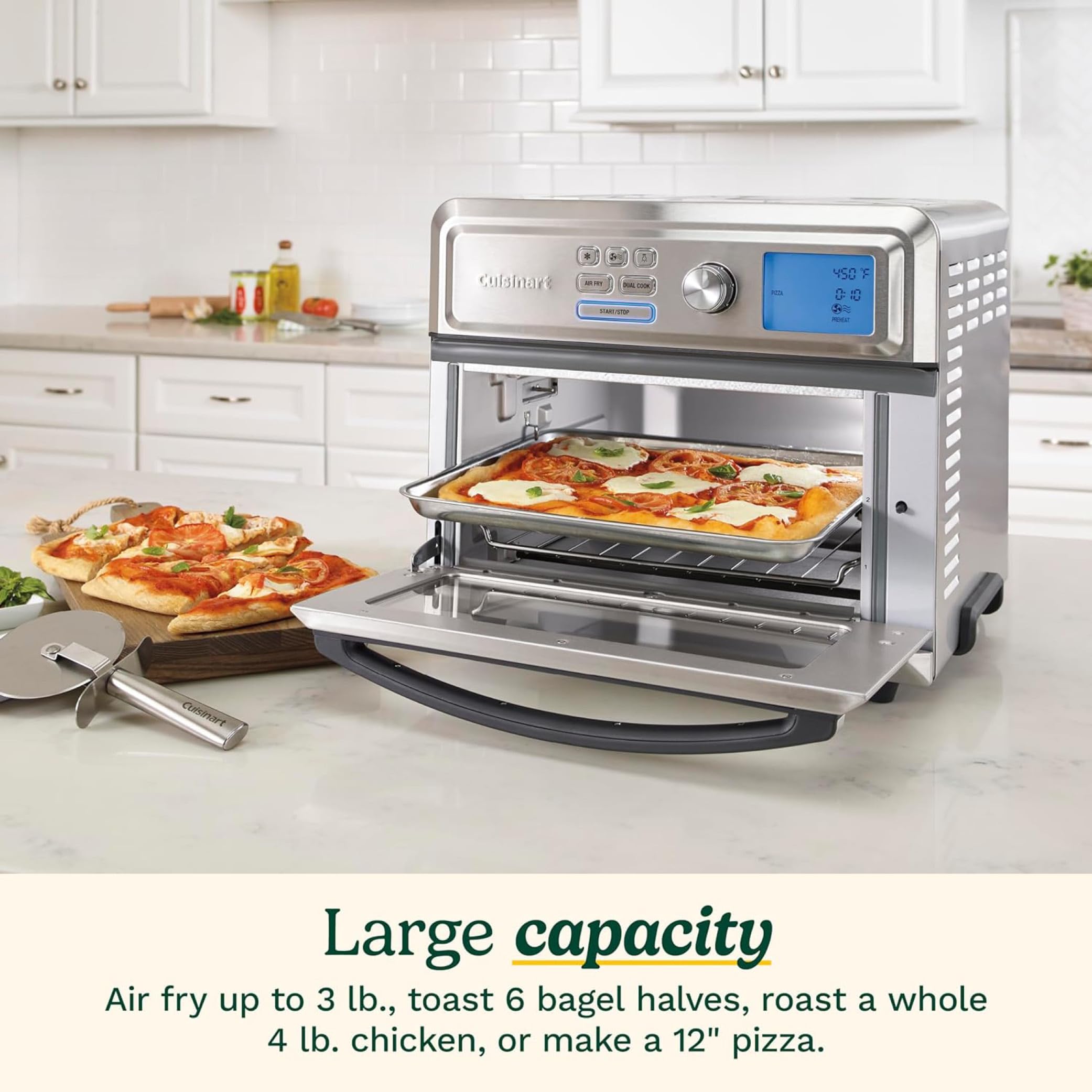 Cuisinart Air Fryer + Convection Toaster Oven, 8-1 Oven with Bake, Grill, Broil & Warm Options, Stainless Steel (TOA-70C)