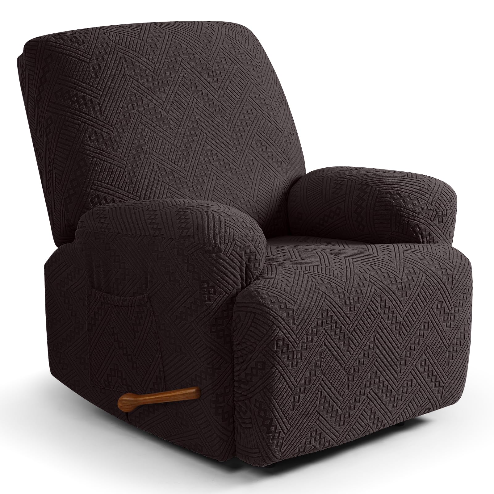 Ruaozz Recliner Chair Covers 3-Pieces Lazy Boy Recliner Slipcovers Stretch Reclining Chair Slipcover Washable Furniture Protector with Elastic Bottom (1 Seater, Army Green)