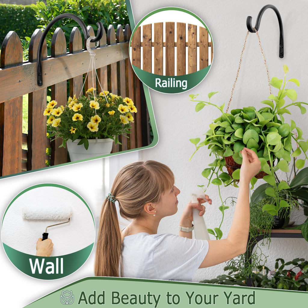 Qiang Ni Heavy-Duty Plant Hanger - 16 Inch 80lbs Metal Wall Mount Plant Bracket for Indoor Outdoor Hanging Bird Feeders, Flower Baskets, Lanterns