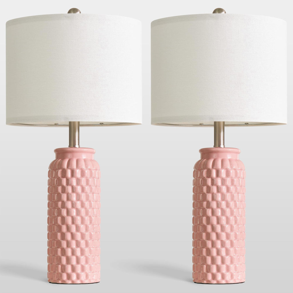 USumkky 20.5" Gold Modern Ceramic Bedside Lamp Set of 2 for Bedroom Decor Farmhouse Table Lamp for Living Room Office Dorm