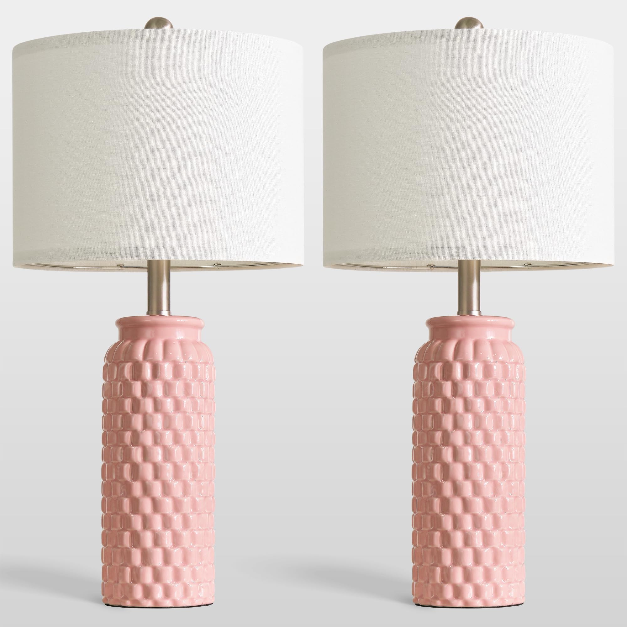 USumkky 20.5" Gold Modern Ceramic Bedside Lamp Set of 2 for Bedroom Decor Farmhouse Table Lamp for Living Room Office Dorm