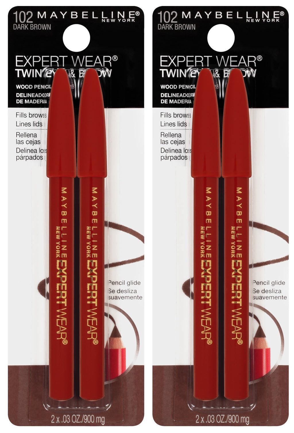 Myb Pncl Twin 01 Size 59tc Maybelline Expert Eyes Twin Brow & Eye Pencils Velvet Black .06 Oz