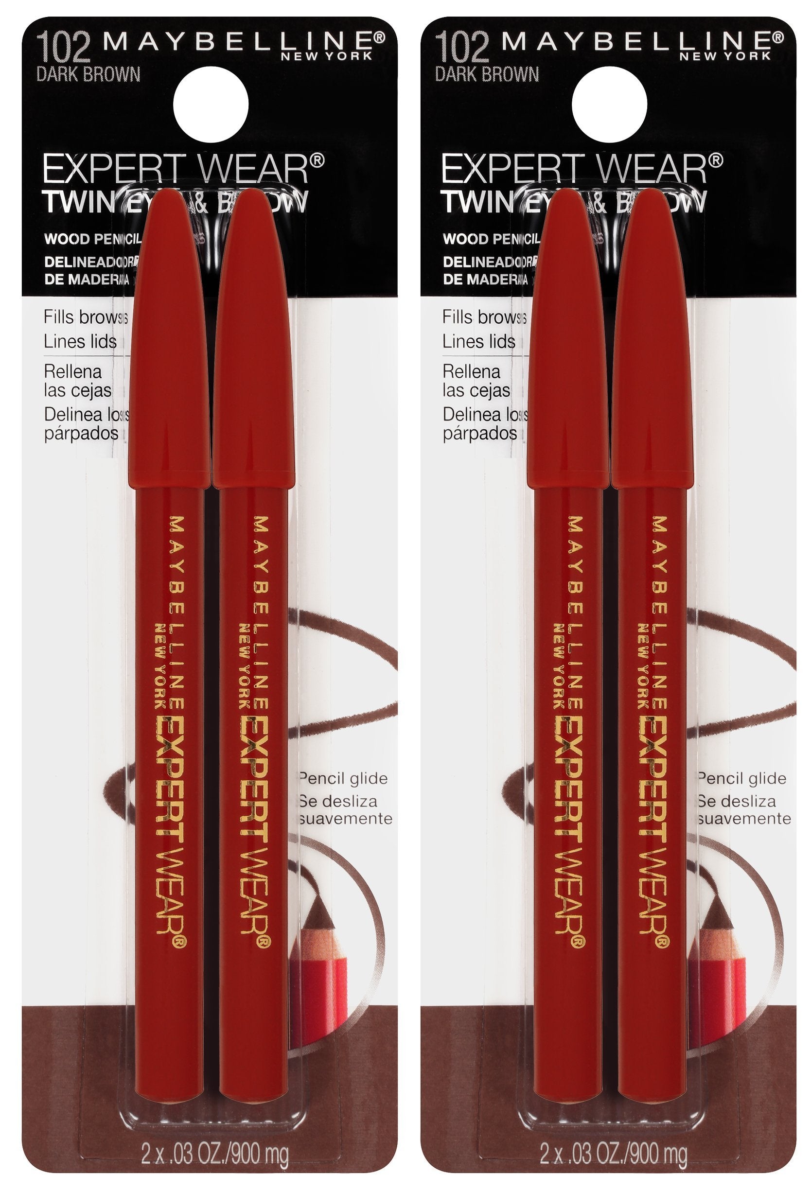 Myb Pncl Twin 01 Size 59tc Maybelline Expert Eyes Twin Brow & Eye Pencils Velvet Black .06 Oz