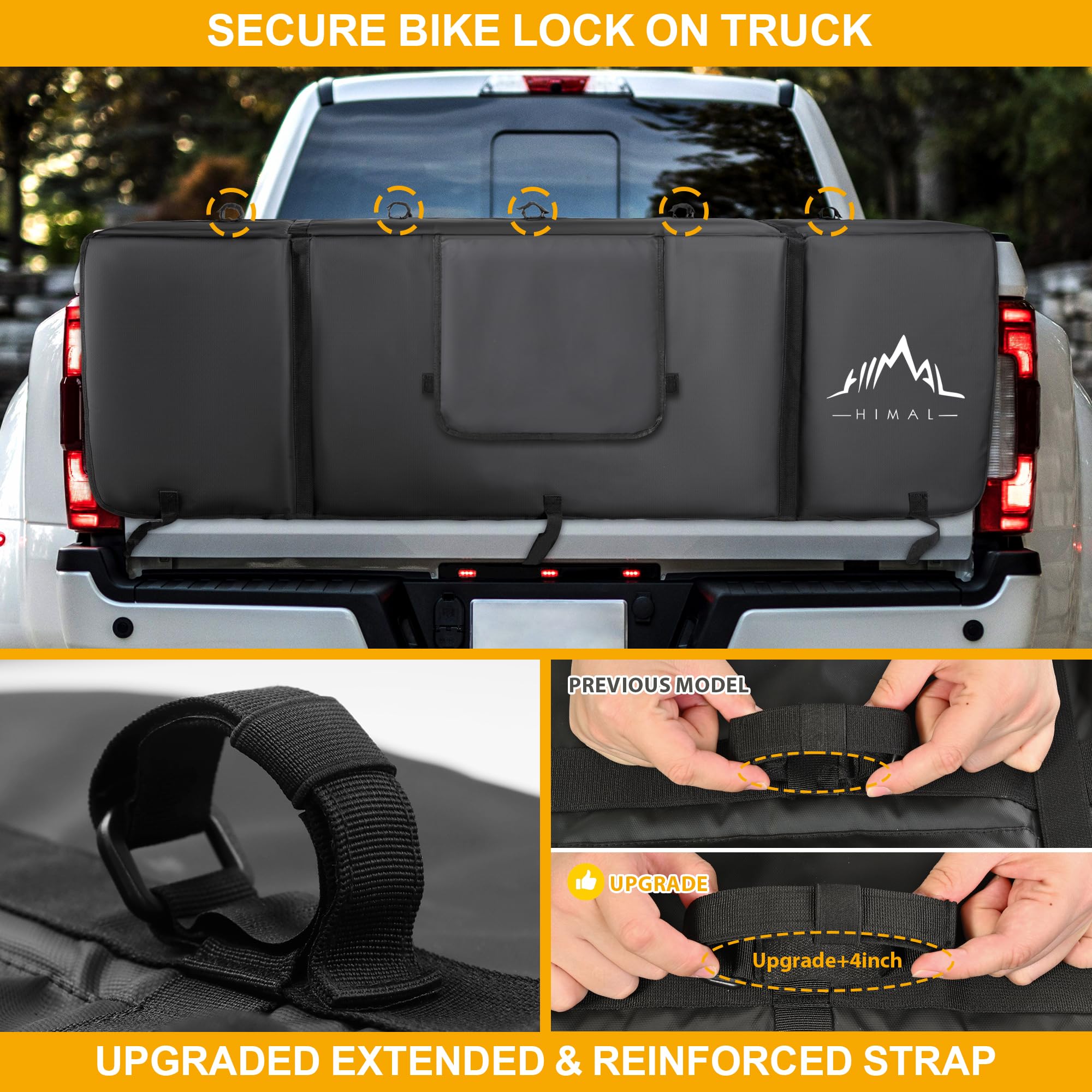 Himal Outdoors Tailgate Pad for Mountain Bike, Tailgate Protection Pad with Tool Pockets, Fits Most Truck Carries Up to 7 Bikes