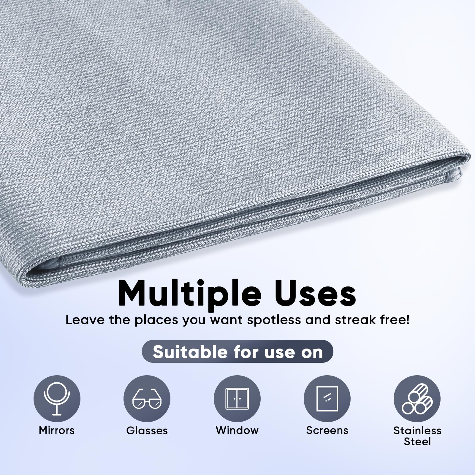 HOMEXCEL Microfiber Glass Cleaning Cloths 6 PK, Lint Free Streak Free, Reusable Microfiber Magic Cleaning Cloth for Cleaning Windows, Glasses, Mirrors, Screens, Stainless Steel, and More, Blue-14”×16”