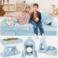 Lunix LX15 14pcs Modular Kids Play Couch, Child Sectional Sofa, Fortplay Bedroom and Playroom Furniture for Toddlers, Convertible Foam and Floor Cushion for Boys and Girls, Amber Yellow